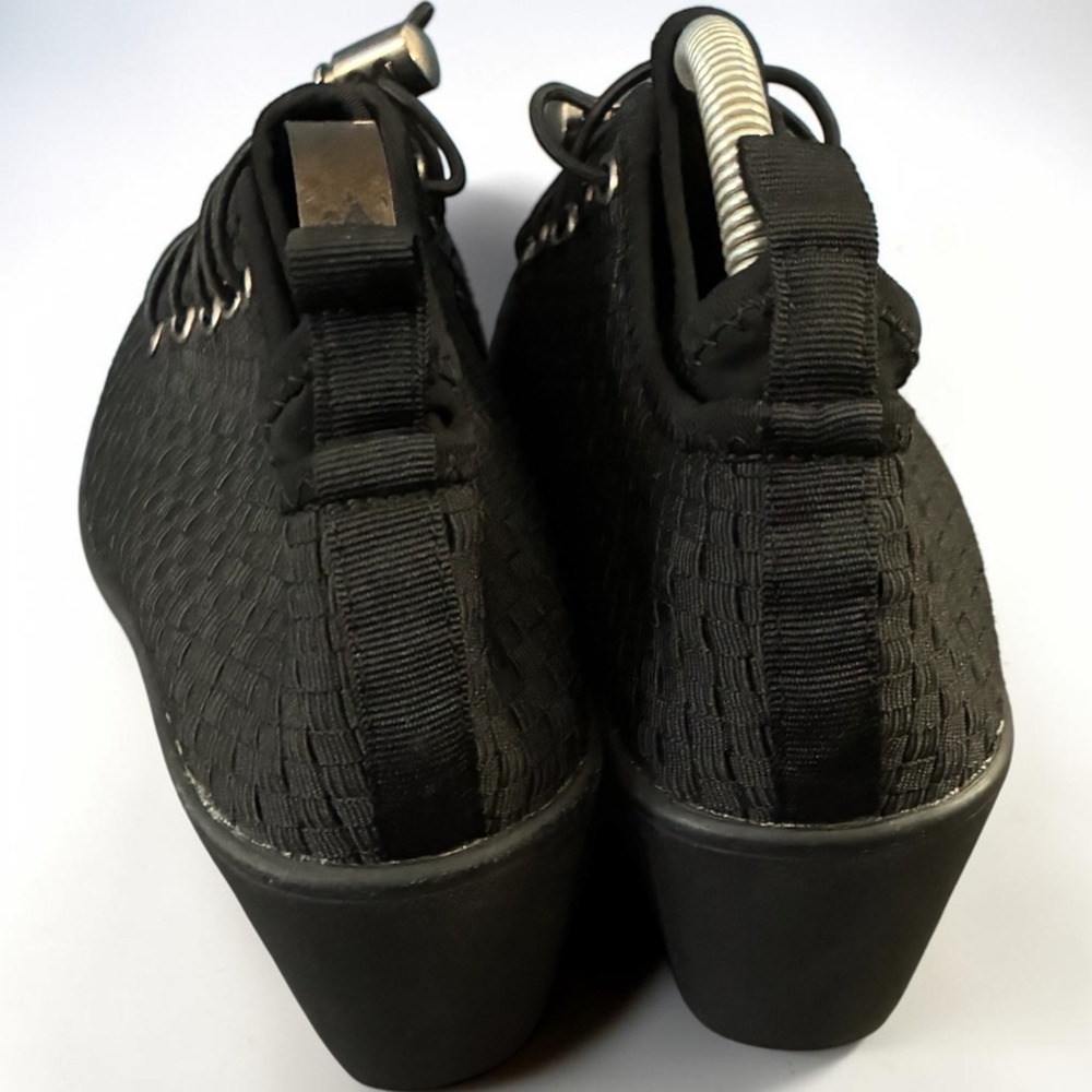 Steven by Steve Madden Base Black Woven Wedge Bungee Lace Sneakers Womens 8.5 - Picture 6 of 14